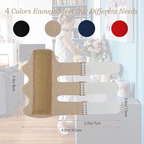 Upgraded Finger Splints (4Pcs), Trigger Finger Splint Finger Brace with 3 Fixing Strap for Mallet Finger, Broken Finger Protector, Knuckle Immobilization, Straightening Support, Arthritis Pain Relief - color: Beige