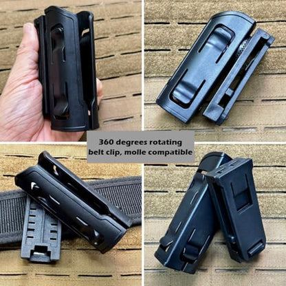 Quick Draw Tactical Flashlight Holster, Rotatable Tactical Molle Light Holder for Duty Belt
