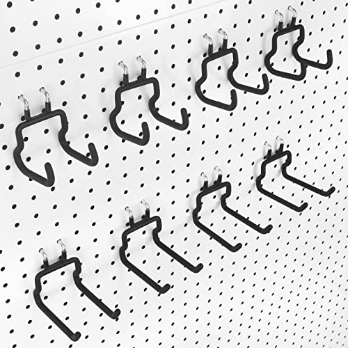 Pegboard Hooks, 8 Pack Peg Board Tool Utility Hooks & Hangers (Black) | 1/4" Pegboard Accessories Organizers, Heavy Duty Peg Board Big Tool Hooks, Shelving Hangers for Craft Garage Workbench Office - color: Black