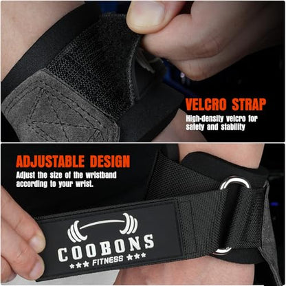 Weight Lifting Wrist Straps, Gym Straps Weight Lifting for Deadlift and Powerlifting, Double Layer Leather Wrist Wraps with Padded Cushion Wrist Loop, Weightlifting Grips for Men and Women - color: Grey
