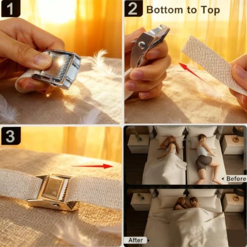 Locking Mattress Straps: Hold Mattress Together, Fits Twin XL to King | Locking Buckle, Durable Webbing, Non-Slip Texture, 10-Second Setup, Fits Twin to King Mattress, Use for Home Rental Dorm