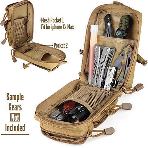 LIVANS Tactical Molle Utility Pouch, EDC Tool Pouch Tactical Phone Pouches Mini Waist Pouches Medical EDC IFAK Pack Mini Design of 3-Day Backpack - color: Khaki