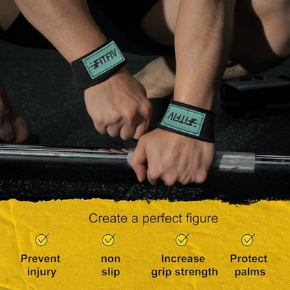 Lifting Straps for Weightlifting, Lifting Wrist Straps for Gym Strength Training, Neoprene-padded Wrist Cushion - Men & Women - color: Black Green