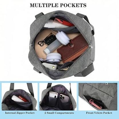 Mini Gym Bag for Women Girls, 12 inch Small Gym Tote, Lightweight Small Carry On Duffle Bag for Travel Sports - color: Grey