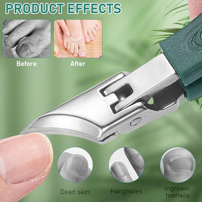 Eagle Beak Beveled Nail Clippers, 2025 New Ultra Sharp Stainless Steel Nail Clippers for Thick and Ingrown Nails (Green)