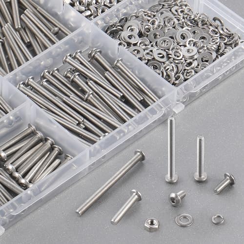 VGBUY 500pcs M4 Screws Assortment, M4 Screws (7 Sizes 6-30mm) for 3D Printer DIY, Hex Button Head Cap Screw Bolts Nuts Washer Kit, 304 Stainless Steel, 6/8/12/16/20/25/30mm - size: M4x6/8/12/16/20/25/30mm, style: Button Head