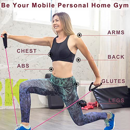 Resistance Bands with Handles, Single Resistance Bands, Exercise Bands with Handles, for Resistance Training, Physical Therapy, Home Workouts, Fitness, Pilates - color: blue-40lbs