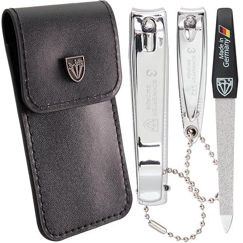 3 Swords Germany – Brand Quality fingernail & toenail Clipper, Manicure, Pedicure Nail Care by with Metal Nail File and case, Silver Color Edition - color: Silver