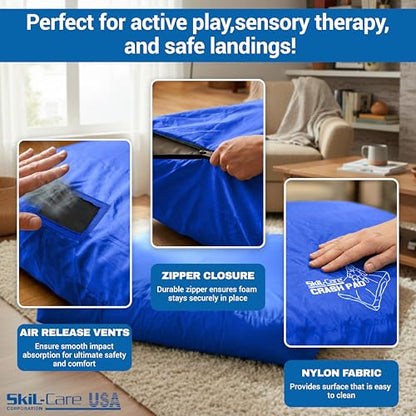 Skil-Care Crash Pads for Kids Sensory, High-Density Foam Crash Mat, Nylon | Water-Resistant Cover Crash Pads with Mesh Vents from 3x4ft to 8x8ft for Daily Use in Sensory Rooms, Schools, Clinics, Home - size: 5x5 Feet