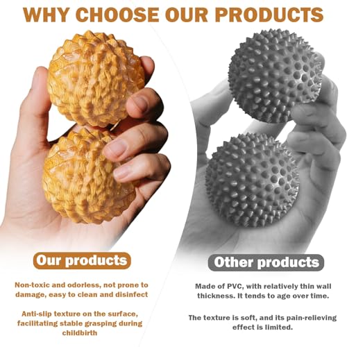 2 Pcs Acupressure Balls for Labor | Labor Comb for Pain, Acupressure Ball, Hand Massage Ball, Spiky Stress Relief, Natural Labor and Delivery Essentials