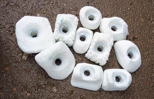 Small Holds Climbing Pack of 10 Bolt-on Holds of Foot and Crimp Size - color: White
