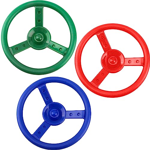 3 Pack Playground Steering Wheel Swingset Playset Wheel Toys Plastic Steering Wheel for Kids Outdoor Backyard Playhouse Treehouse (Color Set 2) - color: Color Set 2