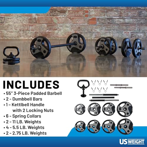 US Weight Weight Set for Home Gym - Barbell, Curl Bar or Multi-Use Options - Various Weight Options - size: 54LB, style: Multi-Use