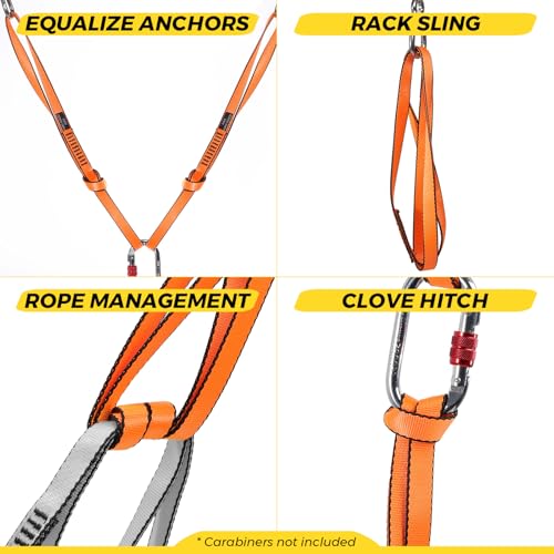 18MM Nylon Climbing Sling Runner 23KN CE2008/EN566 Strong Webbing Straps for Rock Climbing,Mountaineering, Rappelling, Swing, Yoga Hammock etc - color: Grey, size: 90cm/ 35inch |Pack of 3