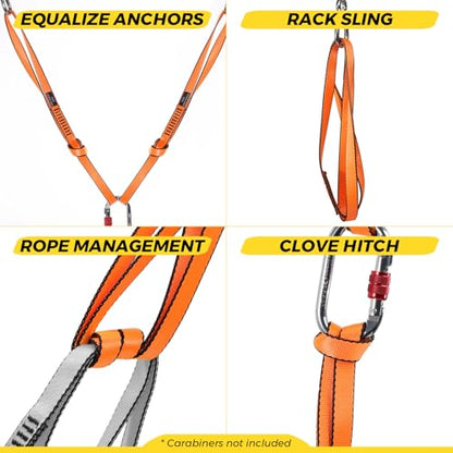 18MM Nylon Climbing Sling Runner 23KN CE2008/EN566 Strong Webbing Straps for Rock Climbing,Mountaineering, Rappelling, Swing, Yoga Hammock etc - color: Grey, size: 120cm/ 48inch |Pack of 2