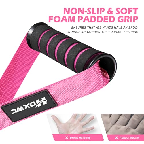 HOXWC Cable Handles Gym Equipment, Heavy Duty Resistance Band Handles, Replacement Exercise Handles for Cable Machine, Pulley System, Strength Trainer, Pull Down Workout, Home Gym Cable Attachments - color: Pink