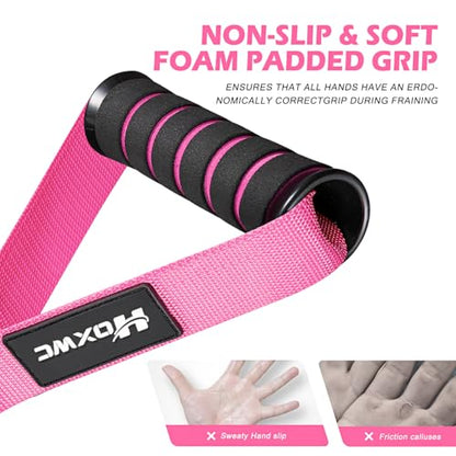 HOXWC Cable Handles Gym Equipment, Heavy Duty Resistance Band Handles, Replacement Exercise Handles for Cable Machine, Pulley System, Strength Trainer, Pull Down Workout, Home Gym Cable Attachments - color: Pink