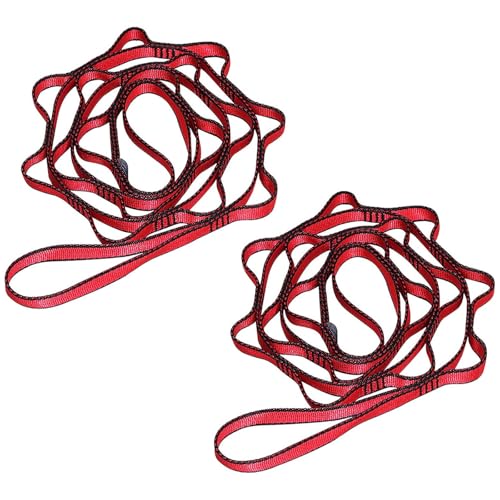 KIKIGOAL 2pcs Safety Daisy Chains Strong Climbing Strap Adjustable Nylon Strap Rope Yoga Pilates Stretching Straps - color: Red, size: 180cm x 1.5cm