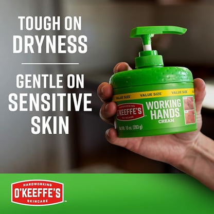 O'Keeffe's Working Hands Hand Cream in a Pumpable Jar for Extreme Dryness – 10oz Pump (1 Pack) - Repairing Skincare for Cracked, Dry Hands - size: 10 Ounce (Pack of 1), style: 1 Pack