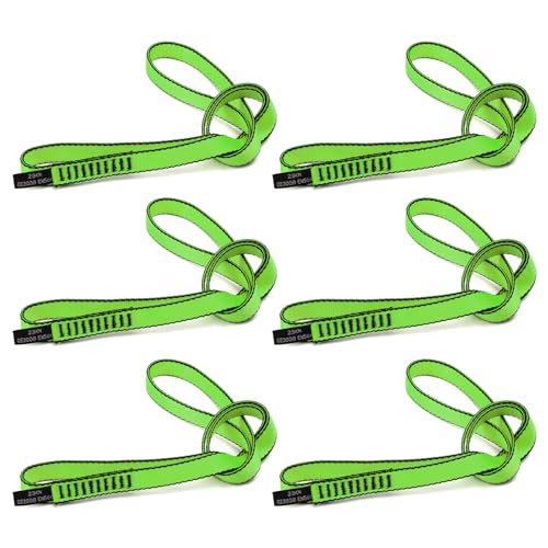 18MM Nylon Climbing Sling Runner 23KN CE2008/EN566 Strong Webbing Straps for Rock Climbing,Mountaineering, Rappelling, Swing, Yoga Hammock etc - color: Green, size: 60cm/ 24inch |Pack of 6