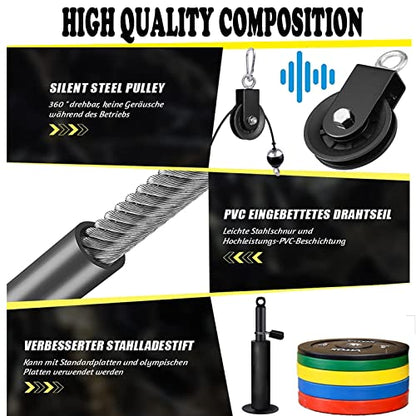 Mtgluk Cable Pulley System Upgraded DIY LAT and Lift Weight Pulley Machine Attachment Home Gym Forearm Wrist Roller for Triceps Pull Downs Biceps Curl Forearm Shoulder - color: Cable 100''+ Sleeve