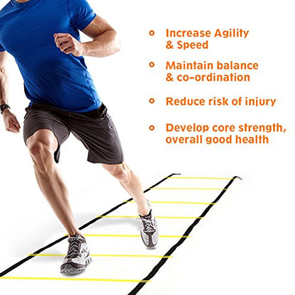 Alomejor Agility Speed Training Ladder Durable Adjustable Rungs Improves Technique for Football Soccer Athletes PP Material