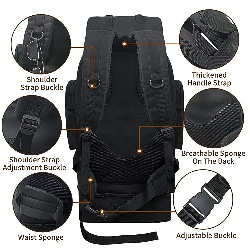 Hiking Backpack, 100L Large Camping Backpack, Expandable Waterproof MOLLE Rucksack, Outdoor Sport Travel Daypack Military Tactical Back pack for Men Women (Black) - color: 100l Black