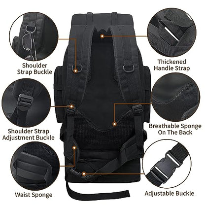 70L/100L Hiking Backpack with USB Charging Port, Expandable Large Military Tactical Backpack, Waterproof MOLLE Rucksack Travel Backpacking Daypack for Camping Climbing (Black) - color: 100l Black-usb Port