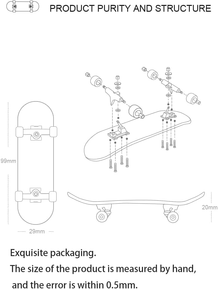 Wooden, pro Fingerboard 29mm Mini handboard、Premium Fingerboard Ideal for Dexterity maneuvers (Reaper) - color: Reaper