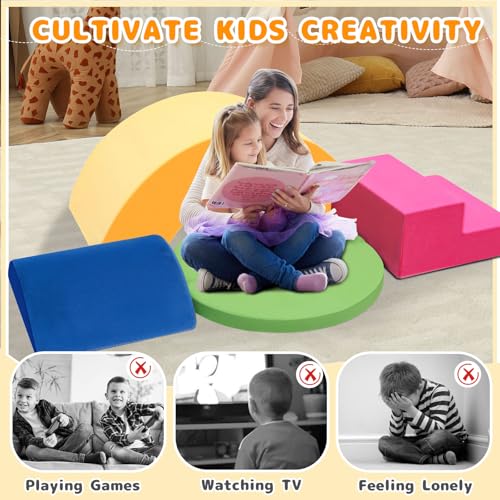 Edbuosy Soft Climbing Toys for Toddlers, 5pcs Baby Foam Climbing Block Set Indoor, Play Gym Climbing Toys Climber, Soft Play Foam Blocks Set for Toddlers, Kids & Infant, Colorful