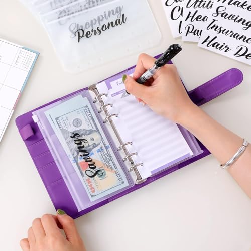 SKYDUE Budget Binder, Money Saving Binder with Zipper Envelopes, Cash Envelopes and Expense Budget Sheets for Budgeting (Violet) - color: Violet