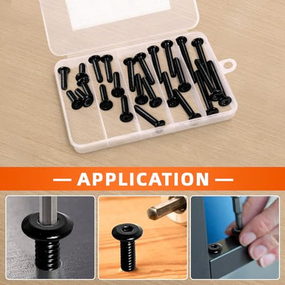 1/4-20 x 3/4", 1", 1-1/4", 1-1/2", 2" Flat Head Socket Head Screw Furniture Bolts Countersunk Connector Screws Assortment Kit, Stainless Steel 18-8 (304), Black Finish, Fully Threaded, 25 PCS - size: 1/4-20 Kit