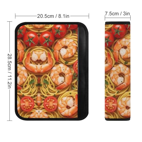 1 Pair Universal Soft and Comfortable Seat Belt Shoulder Pad for Kids, Stroller Pushchair High Chair, Seafood Shrimps Pastas Tomato Spaghetti Shoulder Protector, Anti-Slip Pad - color: Pattern 1053