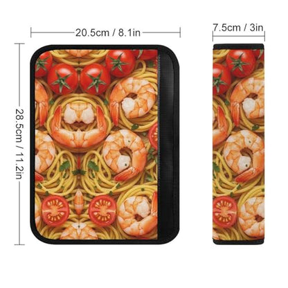1 Pair Universal Soft and Comfortable Seat Belt Shoulder Pad for Kids, Stroller Pushchair High Chair, Seafood Shrimps Pastas Tomato Spaghetti Shoulder Protector, Anti-Slip Pad - color: Pattern 1053
