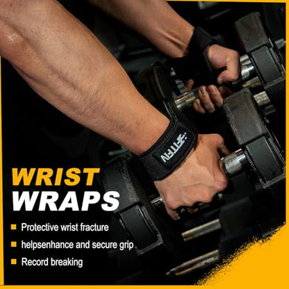 Lifting Straps for Weightlifting, Lifting Wrist Straps for Gym Strength Training, Neoprene-padded Wrist Cushion - Men & Women - color: Black