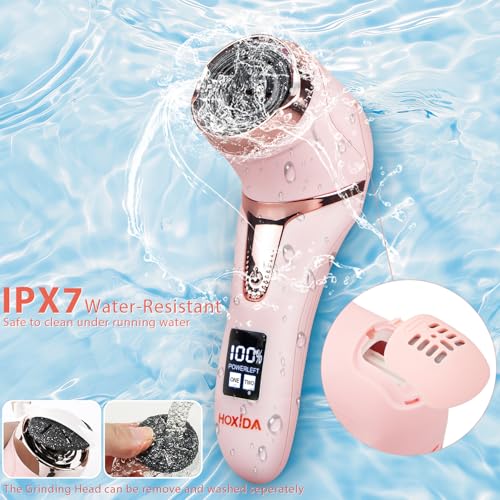 Electric Callus Remover for Feet (with Dander Vacuum Cleaner), Rechargeable Foot Callus Remover Pedicure Tools Foot File, Professional Foot Care Kit Deadskin Remover with 9Heads&2Speed,LCD Display - style: Pink Electric Callus Remover +10in1