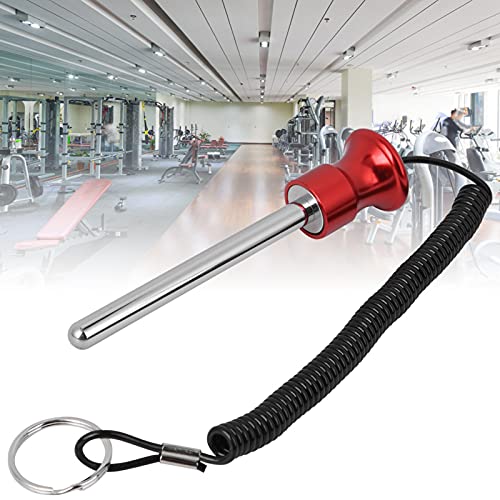 Drop Set Pins Gym with Pull Rope, Stable Weight Stack Pin, Practical Gym Pin Easy to Install, Replacement for Strength Training Equipment, Rod Length 4in Diameter 0.4in - color: Red