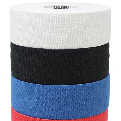 Bighorn Athletics Boxing Tape 1" × 45ft, 6 Rolls, Black, Blue, Red, White | Extra sticky 1" athletic tape for boxing & hand wrapping. Strong adhesive, EZ-tear. Protects knuckles, no residue on skin. - color: Black, Blue, Red, White