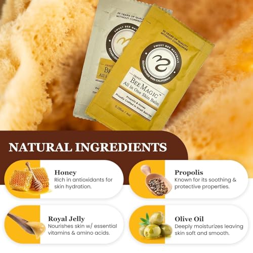 Sweet Bee Naturals All-in-One Skin Balm Sachets - 4ml Each, Certified Organic, Deep Moisture & Hydration for On-the-Go Skincare, Ideal for Busy Lifestyles, Travel-Friendly - 15 Pack - size: 0.14 Ounce (Pack of 15)