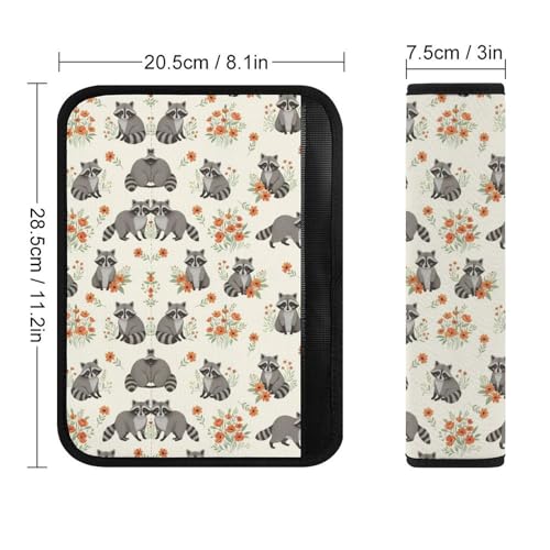 1 Pair Soft Padded Seat Belt Cover for Child, Most Cars, Flower Animal Raccoon Shoulder Harness Cover, Neck and Shoulder Support - color: Pattern 1127