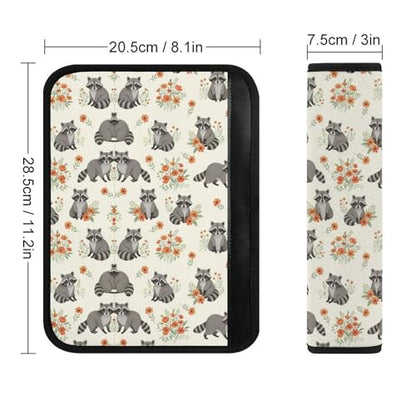 1 Pair Soft Padded Seat Belt Cover for Child, Most Cars, Flower Animal Raccoon Shoulder Harness Cover, Neck and Shoulder Support - color: Pattern 1127