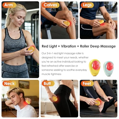 Red Light Vibrating Massage Ball - Handheld Trigger Point Tool for Deep Tissue Massage and Myofascial Release, Portable Massager for All Over the Body (Avocado) - color: Avocado