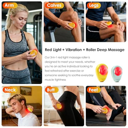 Red Light Vibrating Massage Ball - Handheld Trigger Point Tool for Deep Tissue Massage and Myofascial Release, Portable Massager for All Over the Body (Avocado) - color: Avocado