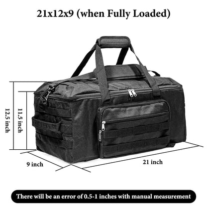 3-in-1 Tactical Duffle Backpack - 50L Large Gym Bag with Shoe Compartment & Wet Pocket, Water-Resistant Travel Bag for Men & Women, Carry-On Weekender Overnight Bag with MOLLE System