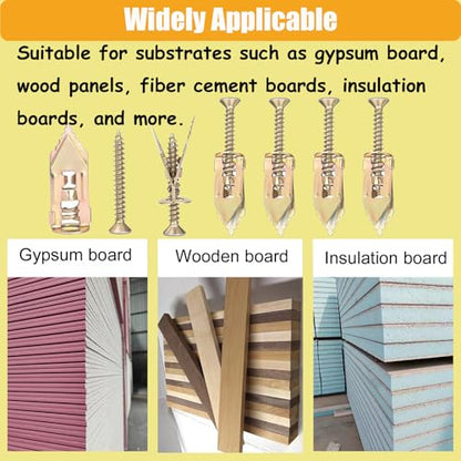 Drywall Anchors with Screws Kit 180PCS, Self Drilling | Heavy Duty Expansion Anchors for Sheetrock, No Pre-Drilling for Picture Mirror Shelf, 2 Sizes Anchors + 3 Sizes Zinc Screws