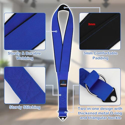 2 In 1 Arm Wrestling Training Strap Belt with Neoprene Padded | Hand Grip Arm Finger Wrist Forearm Strength Weight Workouts Equipment Suitable for Barbell Plates Home and Gym Training