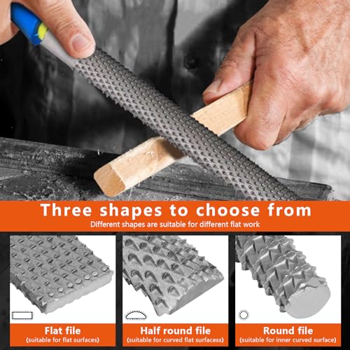 YKLP 8inch Metal File Set,3pcs High-Carbon Steel Needle File,Flat/Half-Round/Round for Metal Wood Working - color: 5