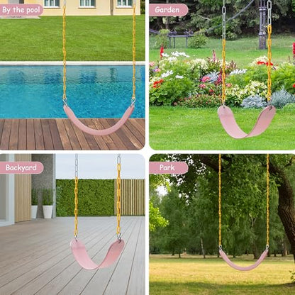 Sunnyglade 2PCS Swings Seats Heavy Duty with 66" Chain, Playground Swing Set Accessories Replacement with Snap Hooks, Support 250lb (2, Pastel Pink) - color: pastel Pink