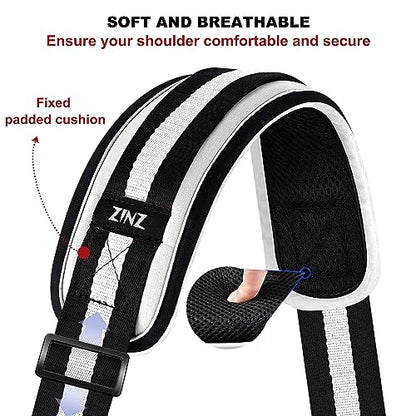 ZINZ Ultra-Thick Fixed Pad Shoulder Strap 76-inch Universal Bag Strap with Breathable Cushion and Dual Balanced Adjustable Buckles for Laptop Bag Luggage Messenger Bag Crossbody etc -Stripe-BWB - color: Stripe-bwb