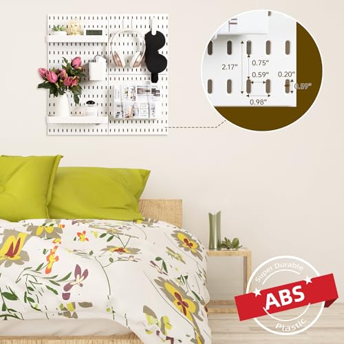 VUSIGN Pegboard Combination Wall Organizer Kit 22" x 22", White | 4 Pieces Pegboards and 17 Accessories, Wall Mount Display Peg board Panel Kits for Bedroom, Home, Office, Bathroom - color: White - 4 Pieces